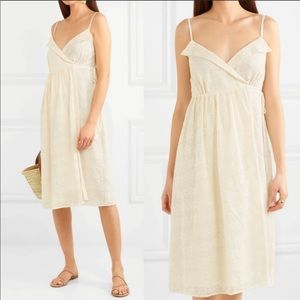 Madewell Floral Embroidered Pleat Wrap Dress Sz L